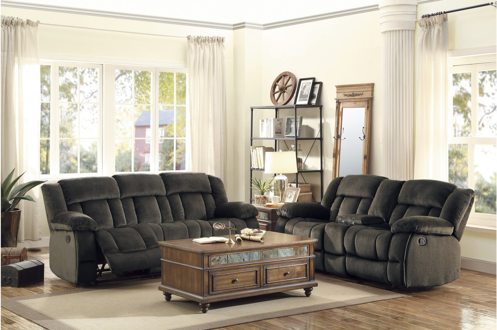 Laurelton Chocolate Upholstered Reclining Set