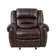 Center Hill Brown Faux Leather Glider Reclining Chair front view