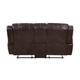 Center Hill Brown Faux Leather Double Glider Reclining Love Seat, center console detail