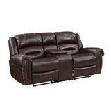 Center Hill Brown Faux Leather Double Glider Reclining Love Seat, side angle