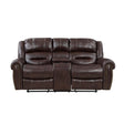 Center Hill Brown Faux Leather Double Glider Reclining Love Seat, front view