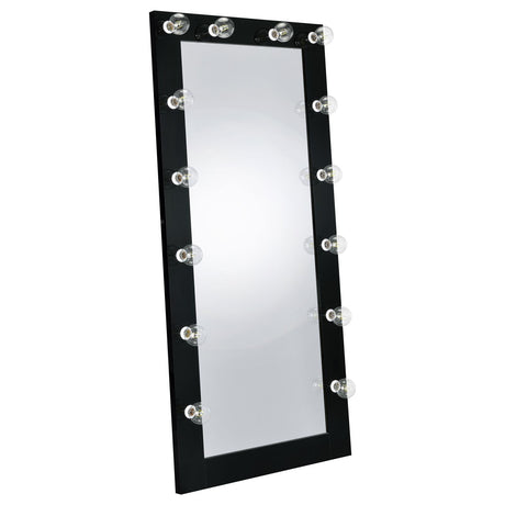 Zayan floor mirror 32x71 inches black gloss with LED lighting front
