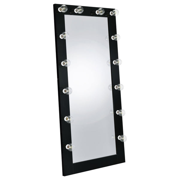 Zayan floor mirror 32x71 inches black gloss with LED lighting front