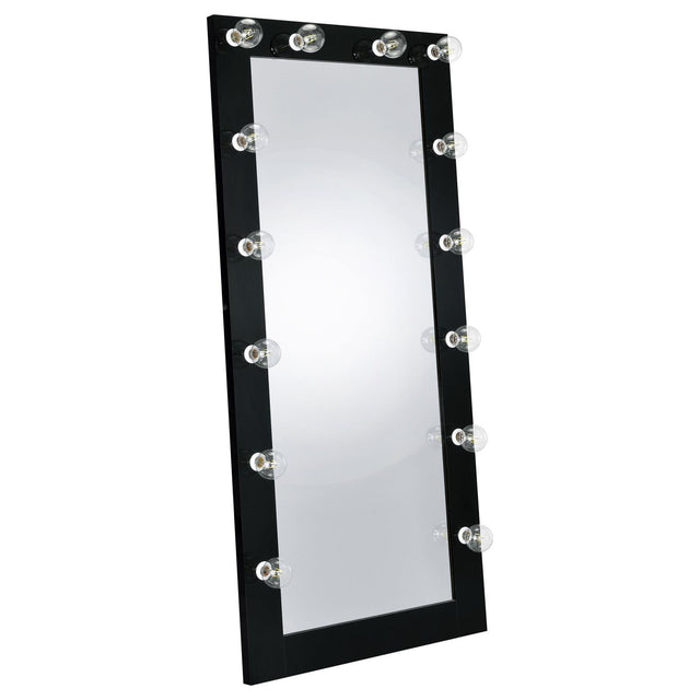 Zayan floor mirror 32x71 inches black gloss with LED lighting front