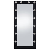 Close-up of Zayan mirror’s black gloss MDF frame