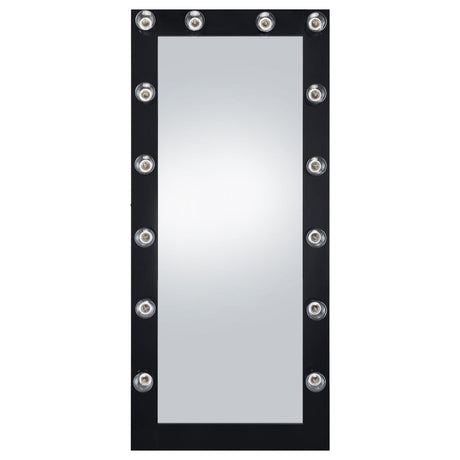 Close-up of Zayan mirror’s black gloss MDF frame