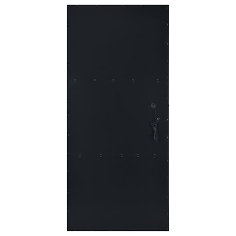 Full height view of Zayan mirror with LED lights on