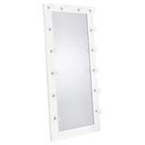 Side angle of Zayan floor mirror showcasing LED lighting and frame depth