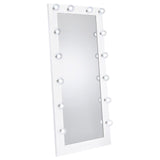 Close-up of Zayan floor mirror illuminated LED bulbs and switch