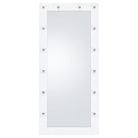 Zayan floor mirror reflecting room with white gloss finish
