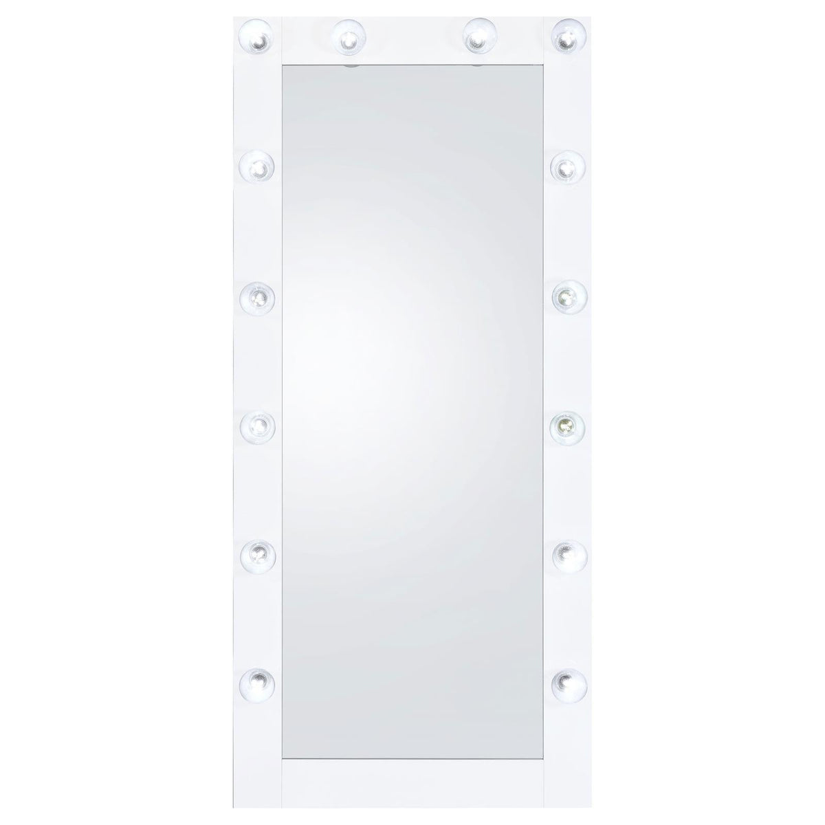 Full-length view of Zayan floor mirror standing in modern interior
