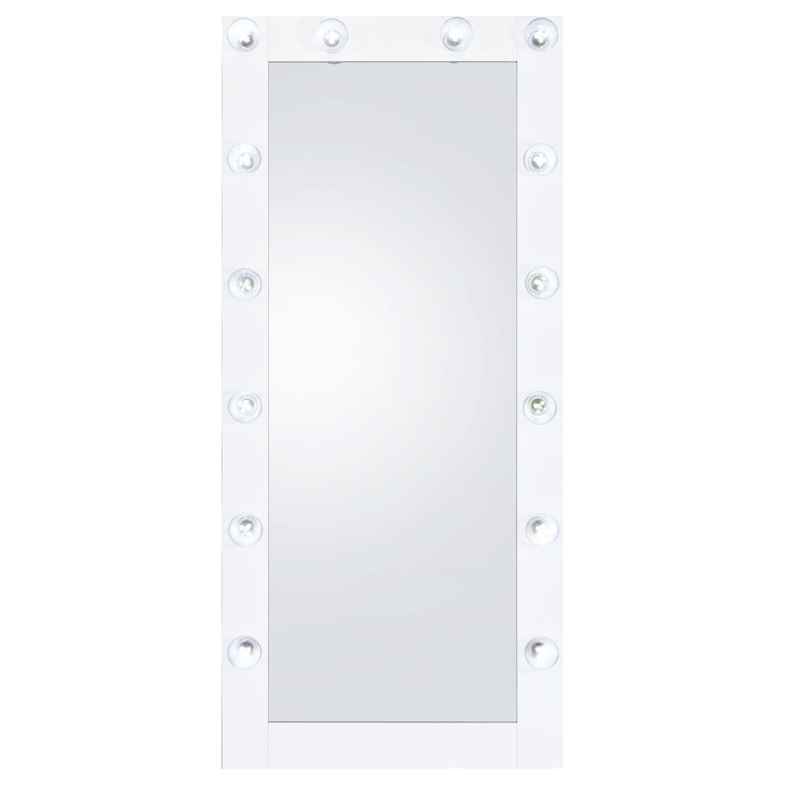 Full-length view of Zayan floor mirror standing in modern interior