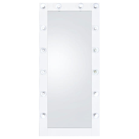 Full-length view of Zayan floor mirror standing in modern interior
