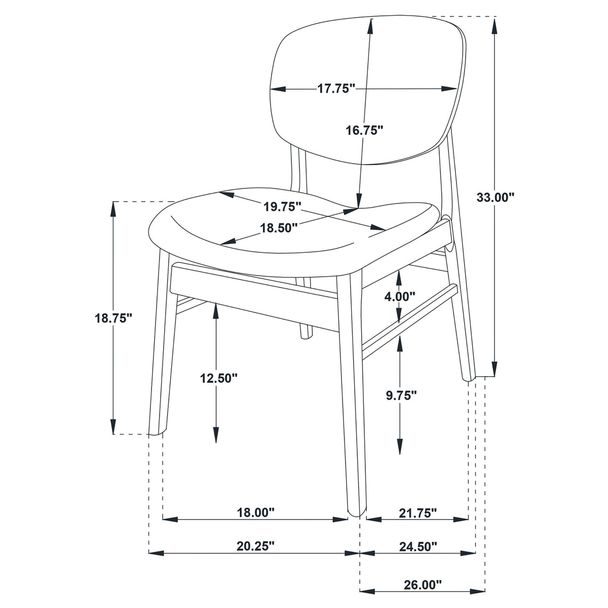 Benford Dark Brown Upholstered Dining Side Chair Set of 2 — product image 13