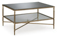 Aged Gold Mirrored Coffee Table with Glass Shelf — product view