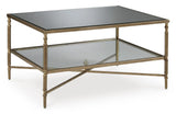 Aged Gold Mirrored Coffee Table with Glass Shelf — product view