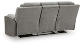 Mixed Motion Shadow Chenille / Faux Leather Power Reclining Sofa — back view