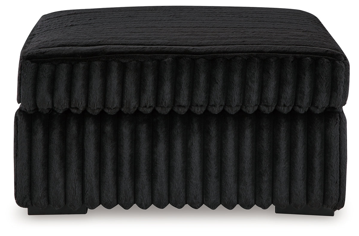 Midnight-Madness Ottoman angled view showing legs