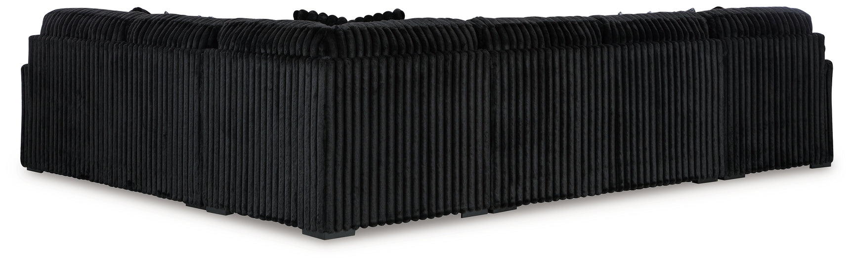 detail view of Midnight-Madness Onyx Velvet 4-Piece Sectional Sofa with Chaise