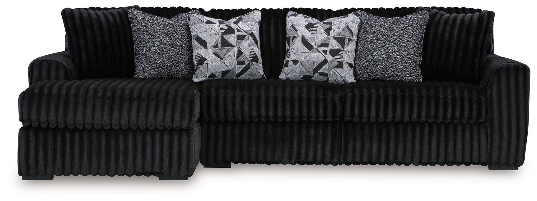room view of Midnight-Madness Onyx Velvet 2-Piece Sectional Sofa with Chaise sectional sofa