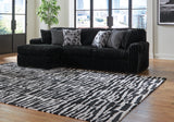 detail view of Midnight-Madness Onyx Velvet 2-Piece Sectional Sofa with Chaise sectional sofa
