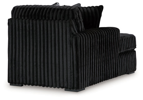 Back view of Midnight-Madness Onyx 3-piece sectional with chaise
