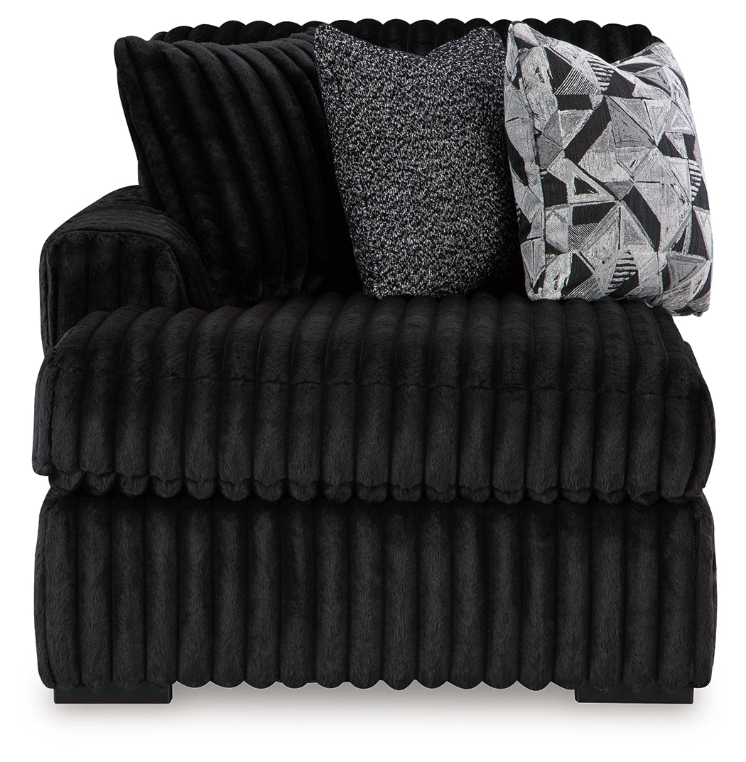 side view of Midnight-Madness Onyx 3-Piece Sectional with Chaise sectional sofa