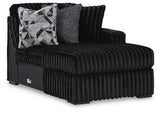 Midnight-Madness Onyx Velvet 3-Piece Sectional with Chaise angled view