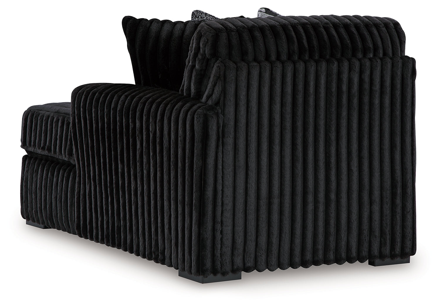 Back view of Midnight-Madness Onyx Velvet sectional sofa