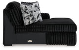 Alternate side view of Midnight-Madness Onyx Velvet sectional
