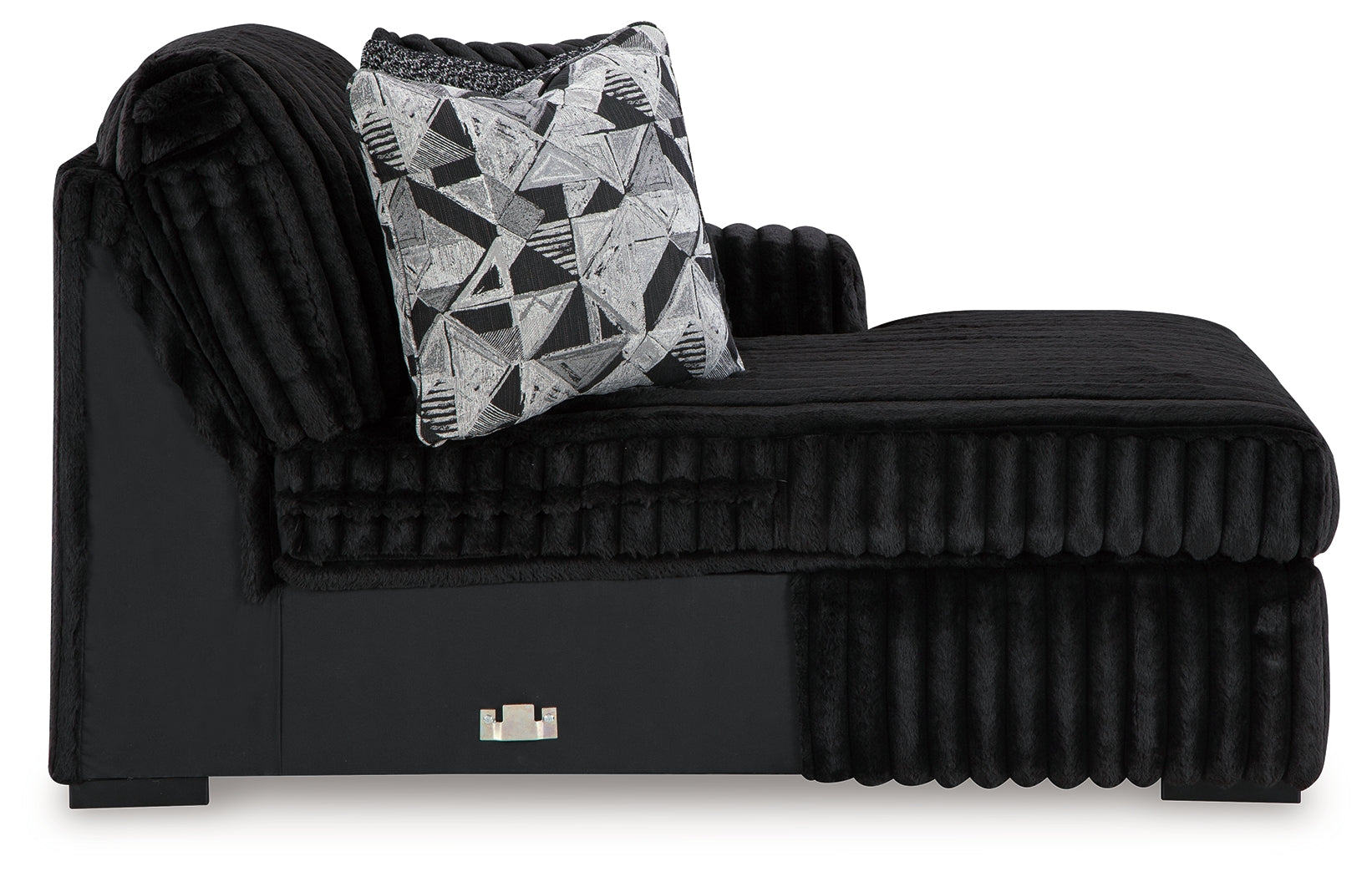 Alternate side view of Midnight-Madness Onyx Velvet sectional