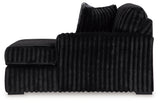 Room view showing Midnight-Madness Onyx Velvet sectional with chaise