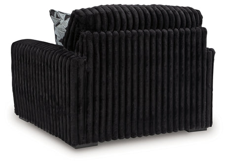 Midnight-Madness Onyx Velvet Oversized Chair back view