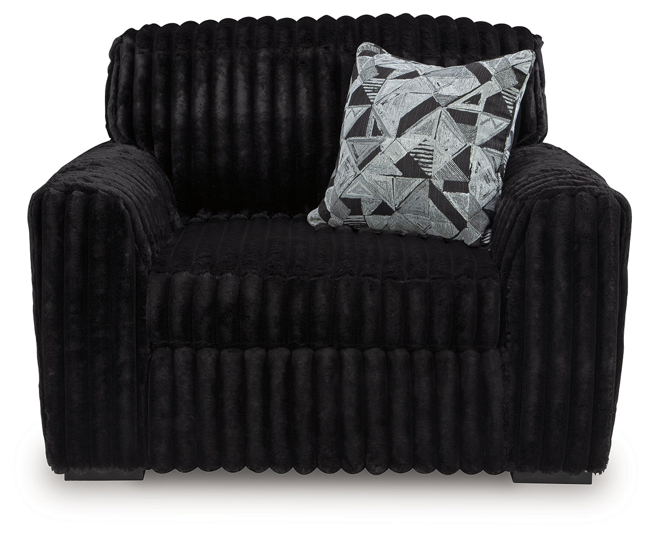 Midnight-Madness Onyx Velvet Oversized Chair head-on view