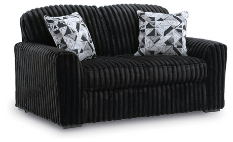 Angle view of Midnight-Madness Onyx Sofa and Loveseat