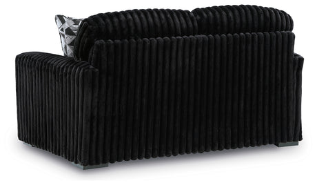 Back side view of Midnight-Madness Onyx Sofa and Loveseat