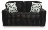 Midnight-Madness Onyx velvet loveseat rear view