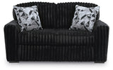 Detail close-up of Midnight-Madness Onyx Sofa and Loveseat fabric and finish