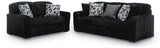 Side view of the Midnight-Madness Onyx Sofa and Loveseat