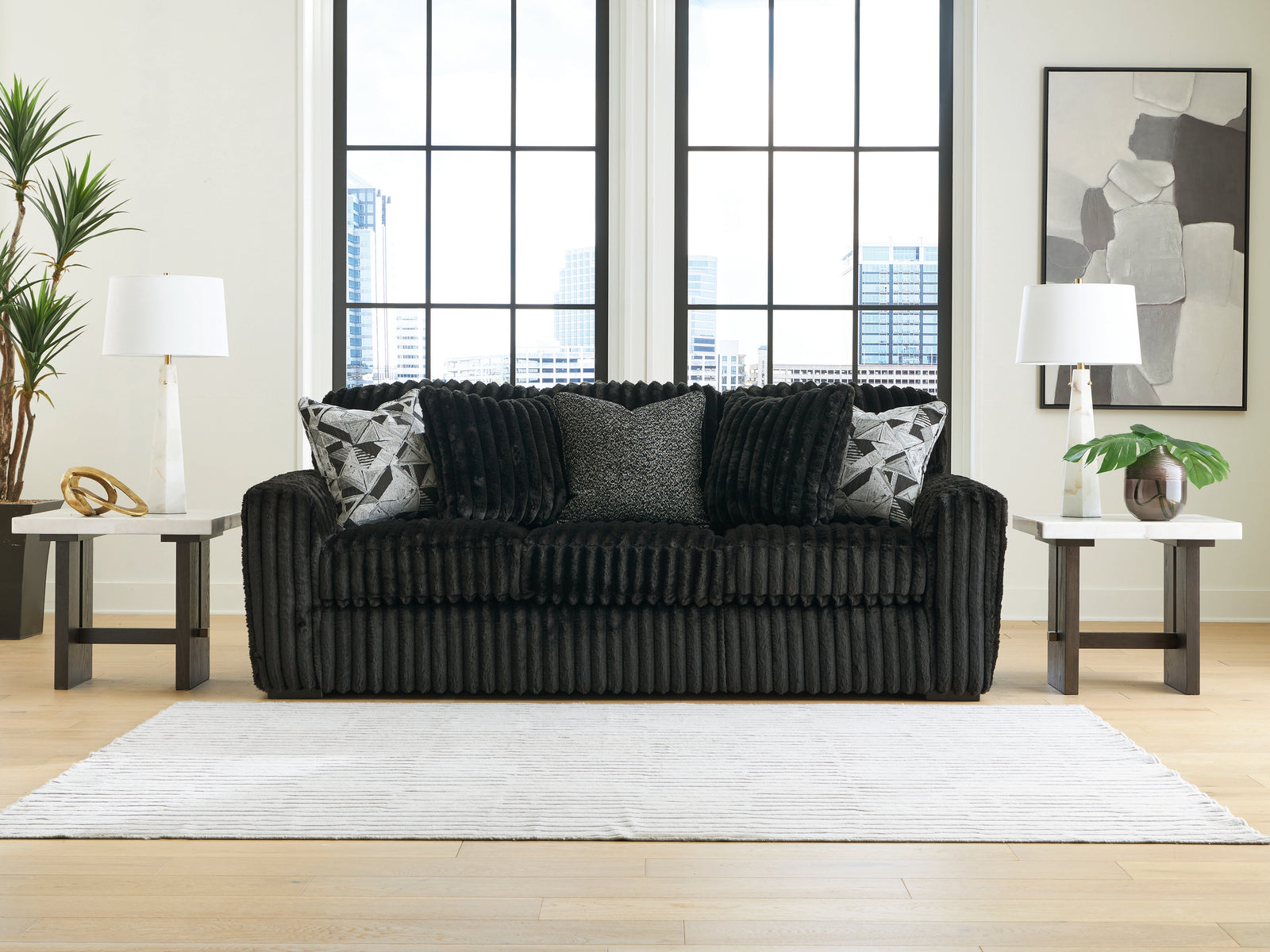 main view of Midnight-Madness Onyx Velvet Sofa furniture