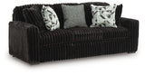 Midnight-Madness Onyx Velvet Sofa, side angle view