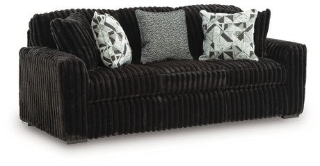 Midnight-Madness Onyx Velvet Sofa, side angle view