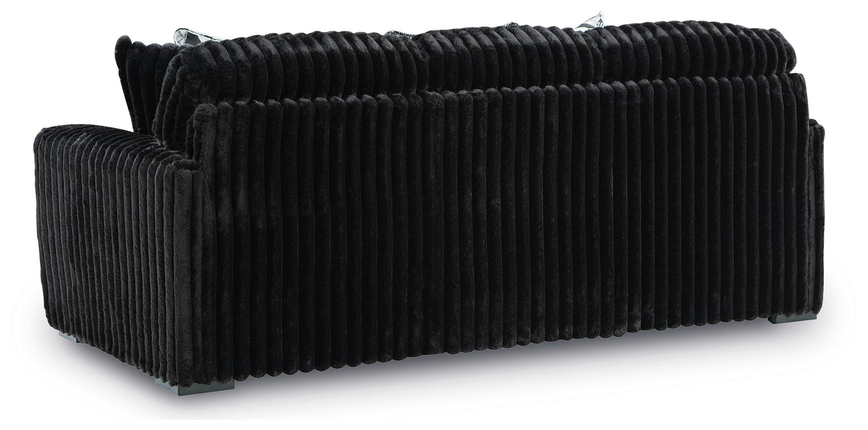 Side back view of Midnight-Madness Onyx Sofa and Loveseat