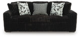 Midnight-Madness Onyx Velvet Sofa, detailed fabric close-up