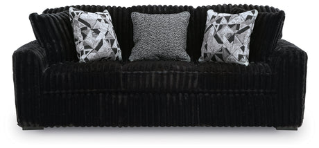 Close detail image of Midnight-Madness Onyx Sofa and Loveseat stitching