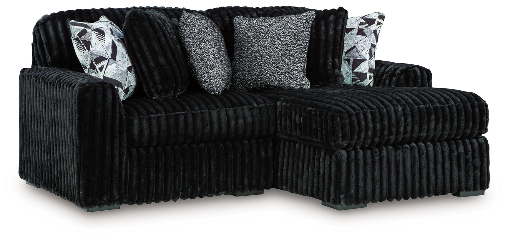 Angled main view of Midnight-Madness Onyx 2-Piece Sectional with Chaise