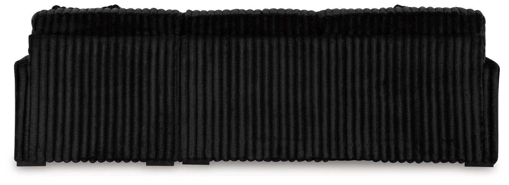 detail view of Midnight-Madness Onyx Velvet 2-Piece Sectional Sofa with Chaise sectional sofa