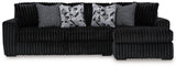 side view of Midnight-Madness Onyx Velvet 2-Piece Sectional Sofa with Chaise sectional sofa
