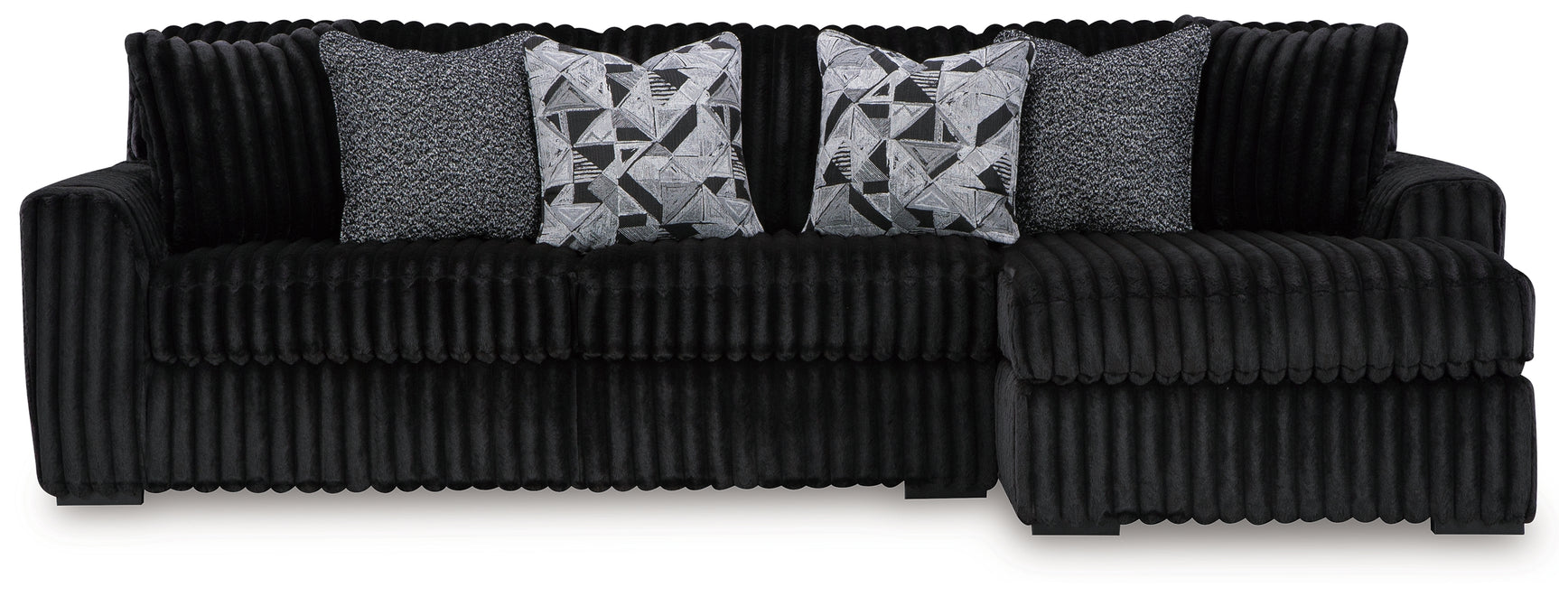 side view of Midnight-Madness Onyx Velvet 2-Piece Sectional Sofa with Chaise sectional sofa