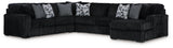 room view of Midnight-Madness Onyx Velvet 4-Piece Sectional Sofa with Chaise